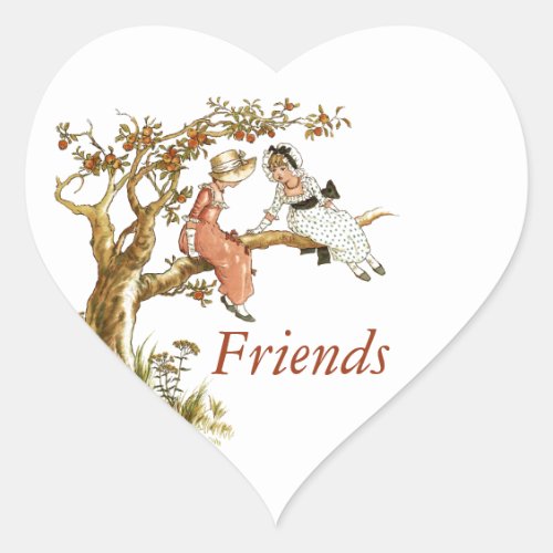 Vintage Girlfriends Heart Sticker