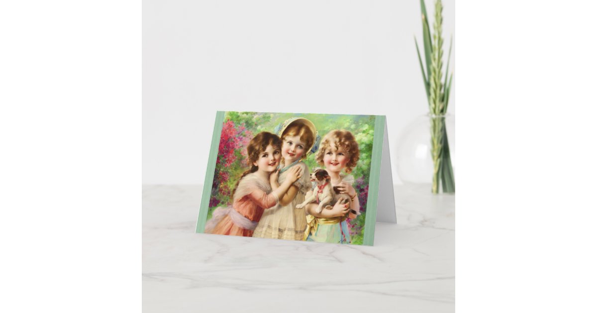 Vintage Girls Best Friends Birthday Card Zazzle Com