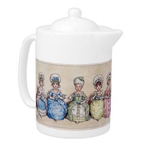 Vintage Girls Drinking Tea Kate Greenaway Teapot