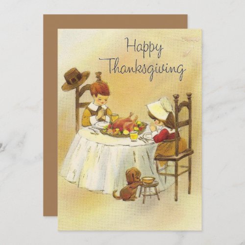 Vintage Girls Feast Thanksgiving Holiday Card