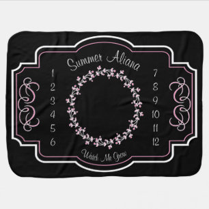 Vintage Girls Floral Monthly Milestone Baby Baby Blanket