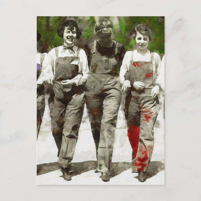 Vintage Girls - Fun, Feminist Art Postcard (Front)