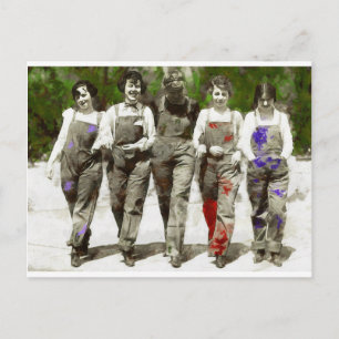 Vintage Girls - Fun, Feminist Art Postcard