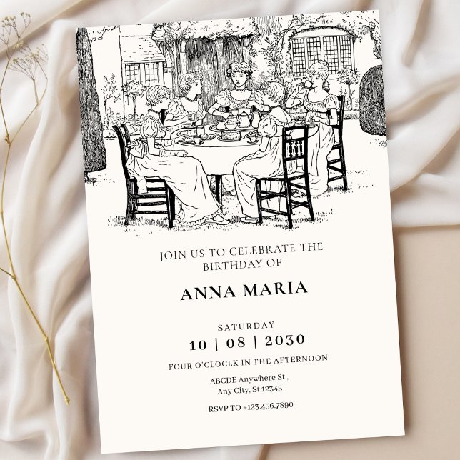 Vintage girls having tea  invitation (Creator Uploaded)
