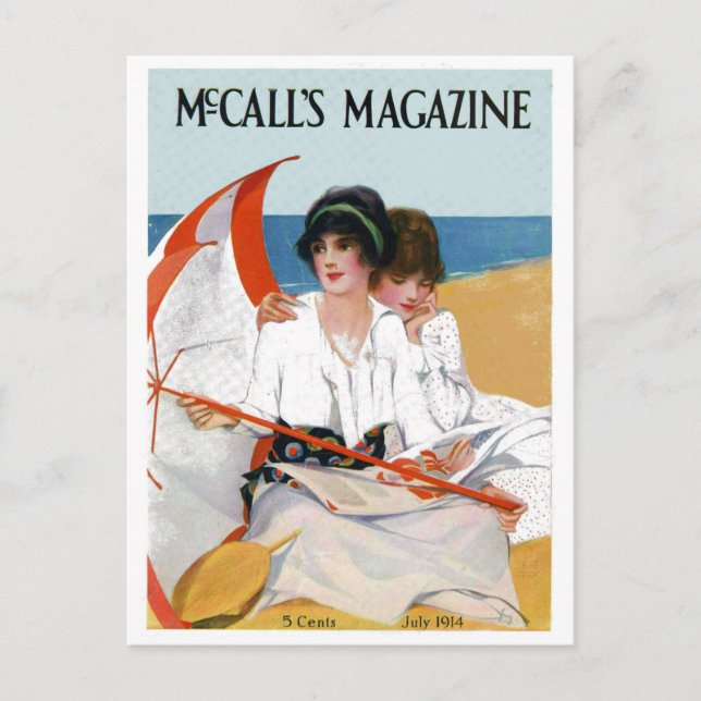 Vintage Girls on the Beach Postcard (Front)