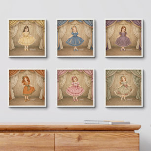 Vintage Girls Peel and Stick Wall Tile Set of 6