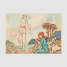 Vintage Girls Red Hair Princess Decoupage