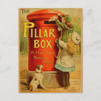 Vintage Girls Red Pillar Box Mail Postcard