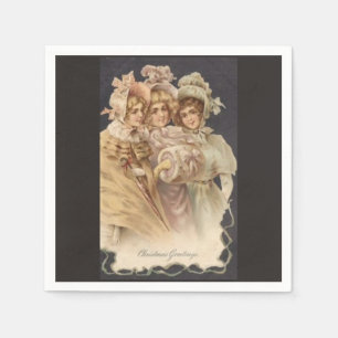Vintage Girls Victorian Christmas Paper Napkins