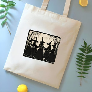 Vintage “Girls Will Be Girls” Witch Feminist Large Tote Bag