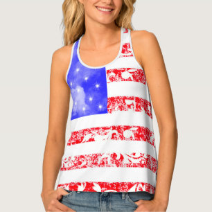 Vintage girly American flag with stars and lace Tank Top