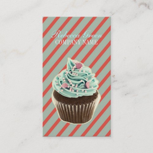 vintage girly cake catering bakery cupcake business card