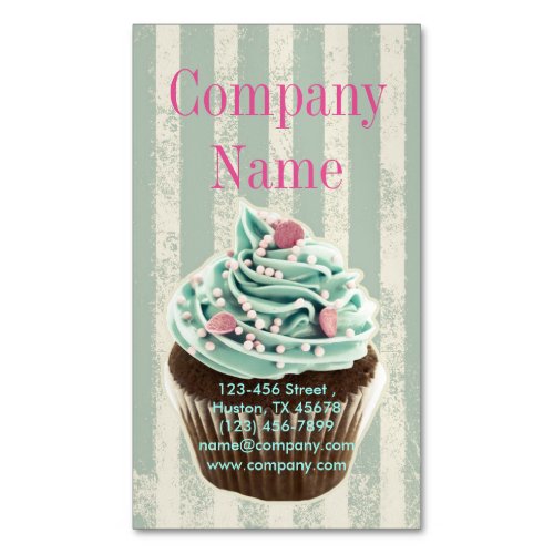 vintage girly cake catering bakery cupcake business card magnet