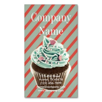 Vintage Girly Cake Catering Bakery Cupcake Magnetic Business Card by businesscardsdepot at Zazzle