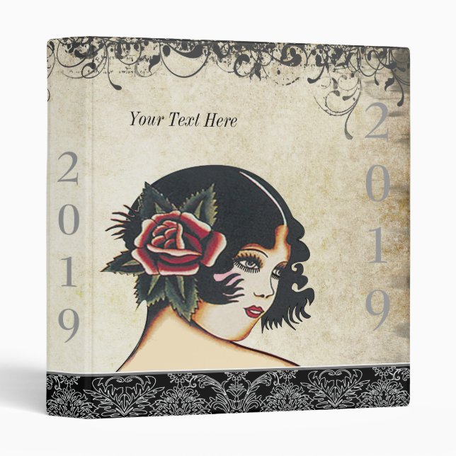 Vintage Girly Girl  Damask Binder (Front/Spine)