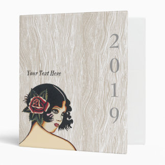 Vintage Girly Girl Woodgrain Binder