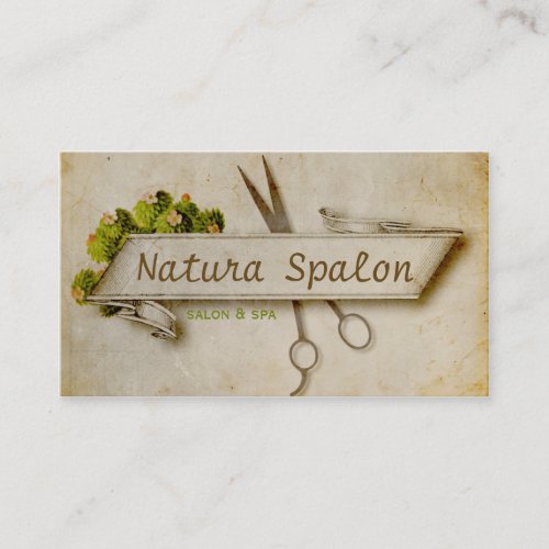 vintage girly hair stylist scissors natural paper business cards