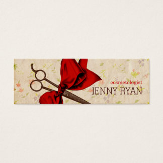 vintage girly hairstylist red bow floral shears