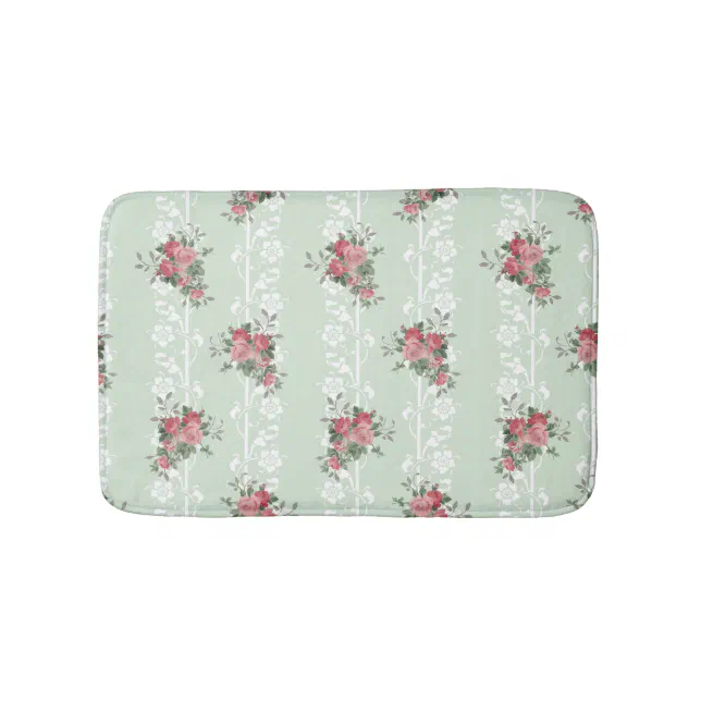 Vintage Girly Pink Floral Bath Mat Zazzle