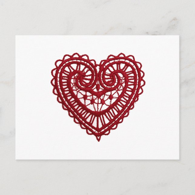 Vintage Girly  Red Lace Heart Postcard (Front)