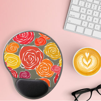 Vintage girly roses floral pattern gel mouse pad