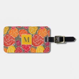 Vintage girly roses floral pattern monogram