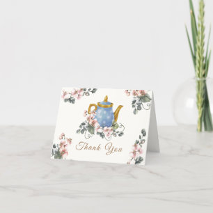 Vintage Girly Wildflower Tea Baby Shower Letterpress Thank You Card