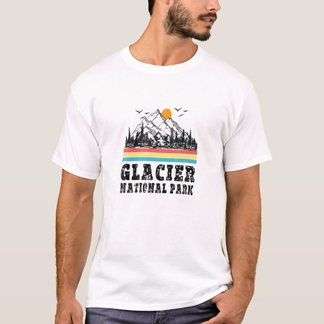 Vintage Glacier Mountain National Park T-Shirt (Front)