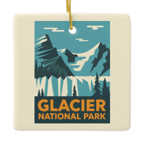 Vintage Glacier National Park Ceramic Ornament