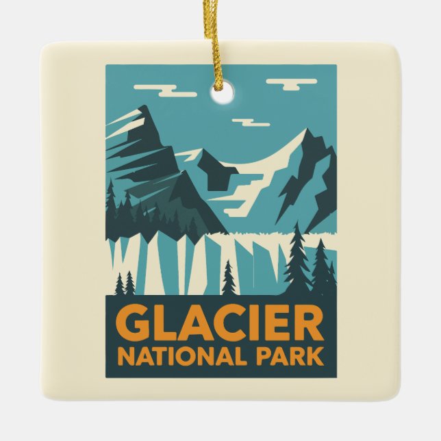 Vintage Glacier National Park Ceramic Ornament (Front)