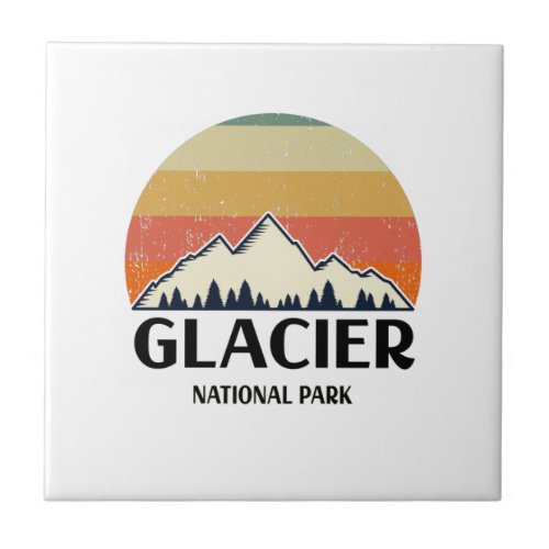 Vintage Glacier National Park Ceramic Tile