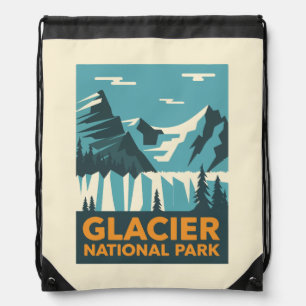 Vintage Glacier National Park Drawstring Bag