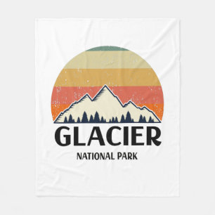 Vintage Glacier National Park Fleece Blanket