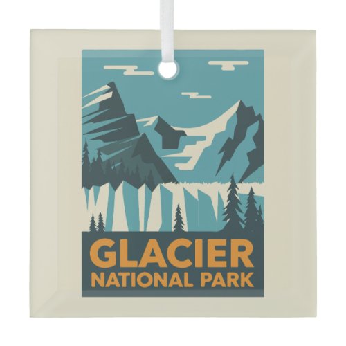 Vintage Glacier National Park Glass Ornament