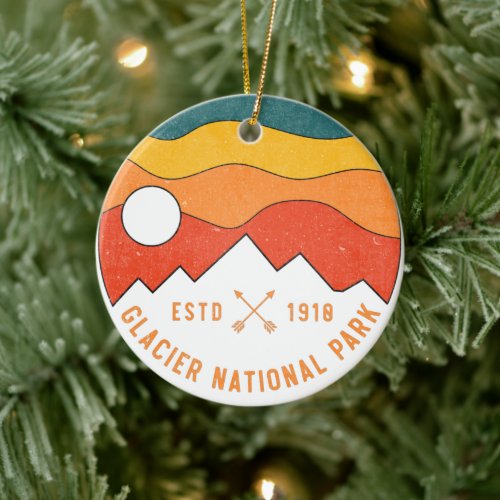 Vintage Glacier National Park Montana Souvenir 80s Ceramic Ornament