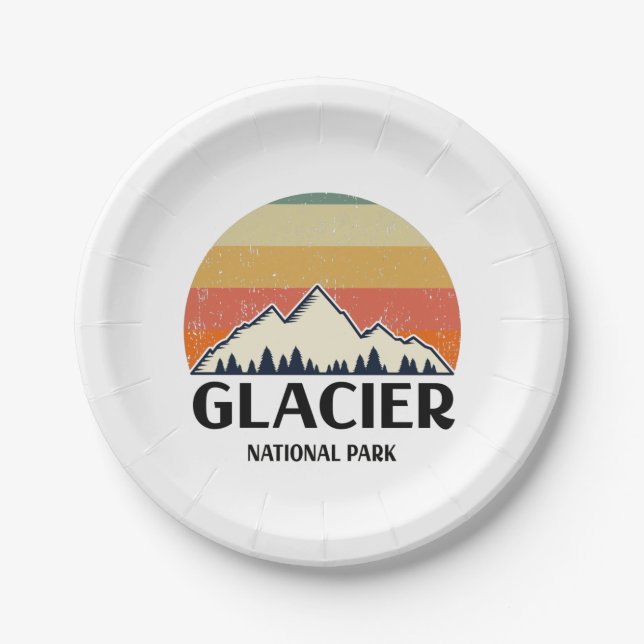 Vintage Glacier National Park Paper Plates (Front)