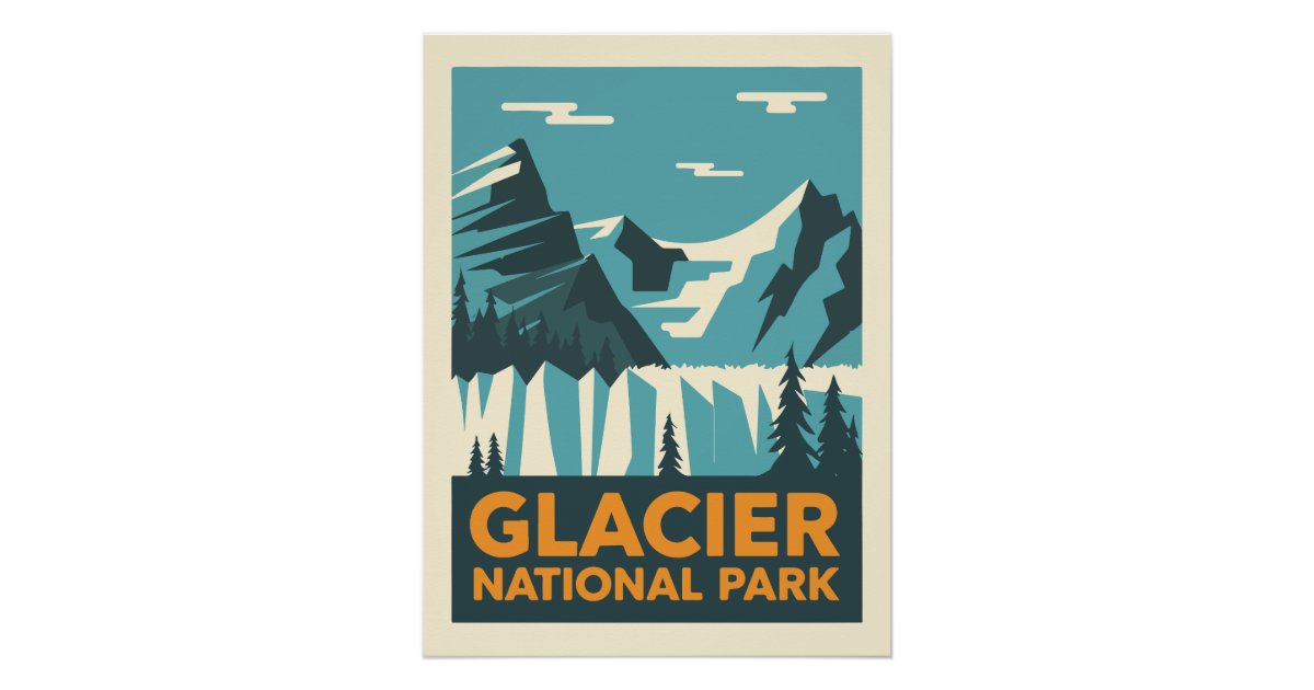 Vintage Glacier National Park Poster | Zazzle