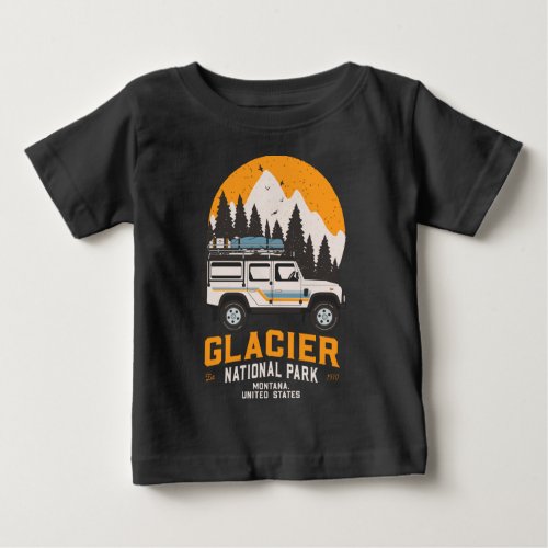 Vintage Glacier National Park Road Trip Montana Baby T_Shirt