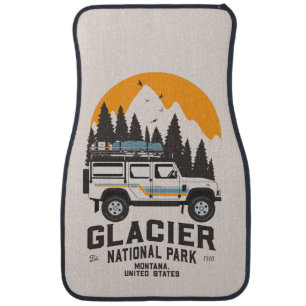 Vintage Glacier National Park Road Trip Montana C Car Floor Mat