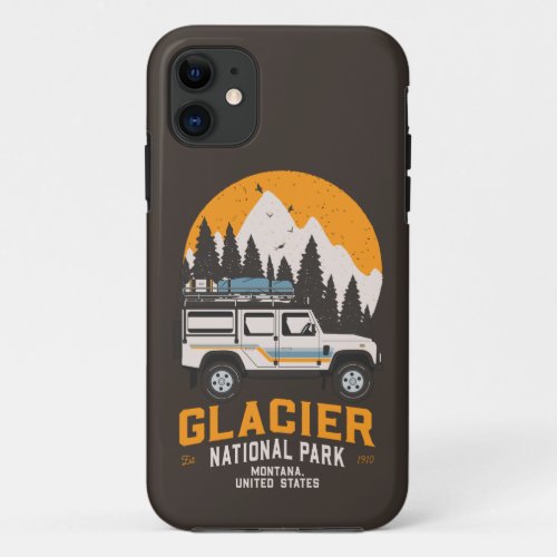 Vintage Glacier National Park Road Trip Montana iPhone 11 Case