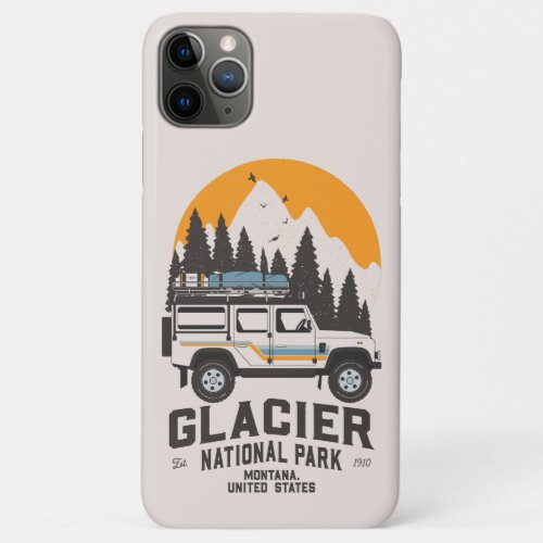 Vintage Glacier National Park Road Trip Montana  iPhone 11 Pro Max Case