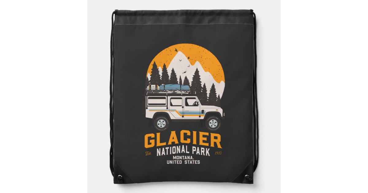 Vintage Glacier National Park Road Trip Montana Drawstring Bag | Zazzle