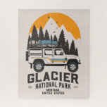 Vintage Glacier National Park Road Trip Montana  Jigsaw Puzzle<br><div class="desc">Vintage design Glacier National Park Road Trip Montana. Great clothing apparel design for people who love outdoor camping, camper, hiker, hiking, road trip, Family trip, summer trip. A great road trip illustration with an old-school style also makes a great gift idea for outdoor enthusiasts as well as friends and family....</div>