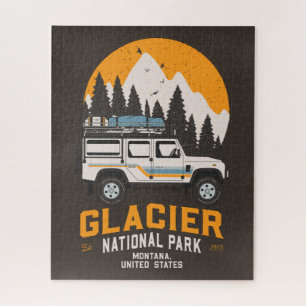 Vintage Glacier National Park Road Trip Montana Jigsaw Puzzle