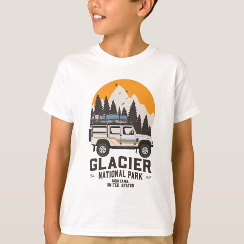Vintage Glacier National Park Road Trip Montana T_Shirt
