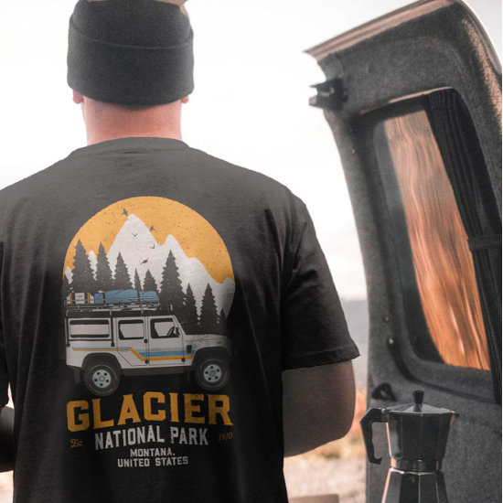 Vintage Glacier National Park Road Trip Montana  T-Shirt