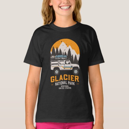 Vintage Glacier National Park Road Trip Montana T_Shirt