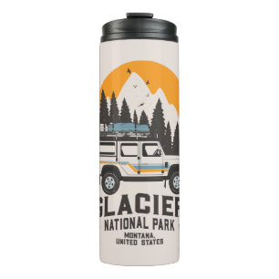 Vintage Glacier National Park Road Trip Montana Thermal Tumbler