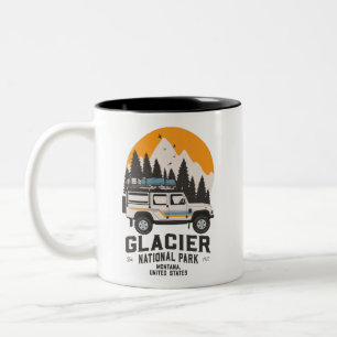 Vintage Glacier National Park Road Trip Montana  Two-Tone Coffee Mug