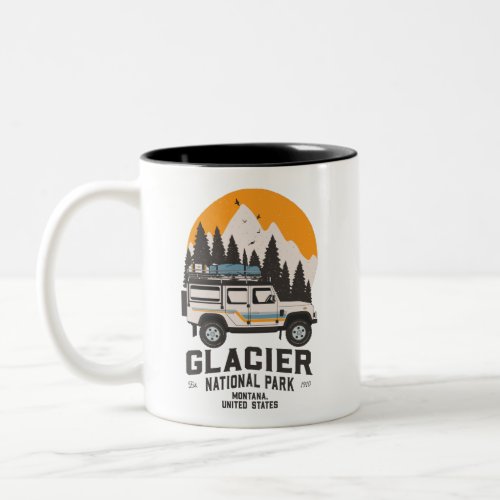 Vintage Glacier National Park Road Trip Montana  Two_Tone Coffee Mug